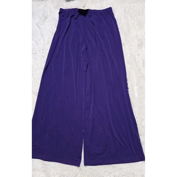 Bob Mackie Wearable Purple Wide-Leg Pull-On Stretch Pants Size Large 34x32 NWT - Picture 5 of 7